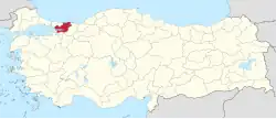 Location of the province within Turkey