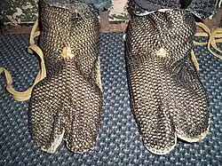 Edo period 1800s Japanese (samurai) mail socks or kusari tabi, butted rings.