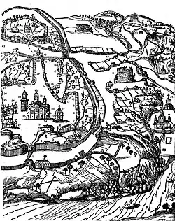 A 1638 map of the monastery overlooking Kyiv