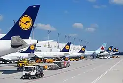 Lufthansa aircraft at Terminal 2.