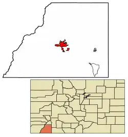 Location within La Plata County and Colorado