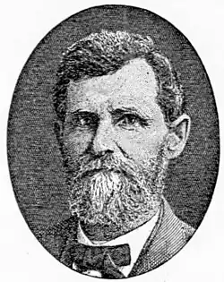 engraving of Dr Lafayette Bunnell, showing him as an older man with a craggy face, short bristly hair, and a cropped grey beard.