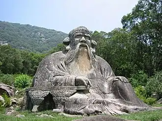A stone sculpture of Laozi, located north of Quanzhou at the foot of Mount Qingyuan