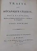 Title page to Volume I of "Traité de mécanique céleste" (1799)