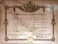 Certificate of the Order of the Legion of Honour