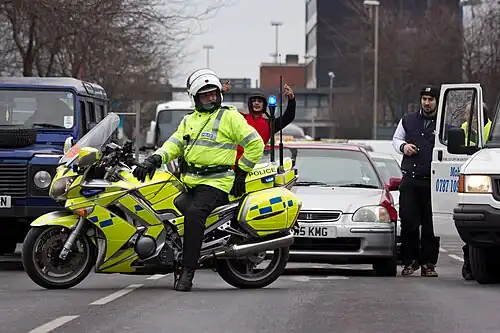 A British police motorcycle