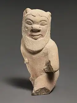 Cypriot statuette of Bes; late 6th – early 5th century BC; limestone; overall: 14 × 8.3 × 7&nbsp;cm; Metropolitan Museum of Art