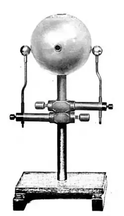 Oliver Lodge's 5 inch oscillator ball he used to generate 1.2&nbsp;GHz microwaves in 1894