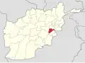 Map of Afghanistan with Logar highlighted