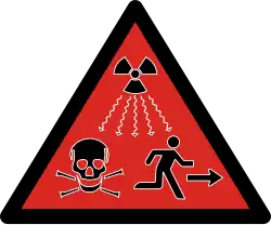 2007 ISO radioactivity danger symbol intended for IAEA Category 1, 2 and 3 sources defined as dangerous sources capable of death or serious injury[139]