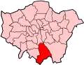 Location of the London Borough of Croydon in Greater London