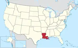 Location of Louisiana within the United States