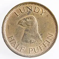 Reverse of "Half Puffin" coin, Lundy 1929