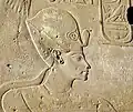 Wall relief of Horemheb on a column of the colonnade of Amenhotep III, Luxor Temple, Egypt