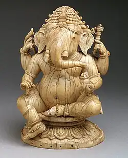 Ganesha; c. 14th-15th century; ivory; height: 18.4&nbsp;cm; Metropolitan Museum of Art[95]