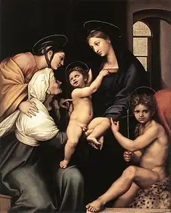 Raphael and Assistants Madonna dell'Impannata. 158 × 125&nbsp;cm.