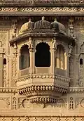 Indian balcony of the Maheshwar Fort, Maheshwar, India