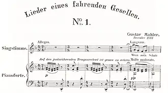 Three staves of printed music showing the vocal line and the piano accompaniment of the first few bars