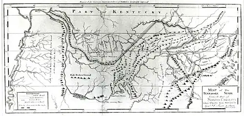 1796 map of Tennessee by surveyor Daniel Smith