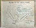 Plan of Agra Fort on display at the fort, 2012