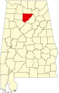 State map highlighting Cullman County