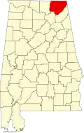 State map highlighting Jackson County