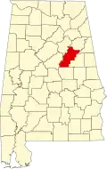 State map highlighting Talladega County