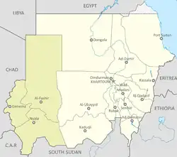 Location of Darfur in Sudan