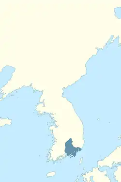 Map showing the approximate location of selected Kaya polities.