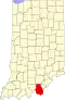 Map of Indiana highlighting Harrison County