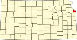 Map of Kansas highlighting Wyandotte County