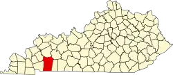 State map highlighting Christian County