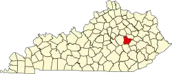 State map highlighting Estill County