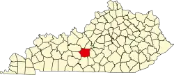 State map highlighting Hart County