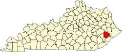 State map highlighting Knott County