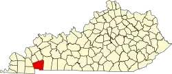 State map highlighting Trigg County