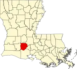 State map highlighting Acadia Parish