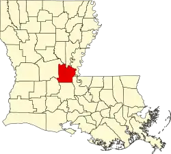 State map highlighting Avoyelles Parish