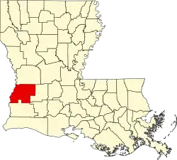State map highlighting Beauregard Parish