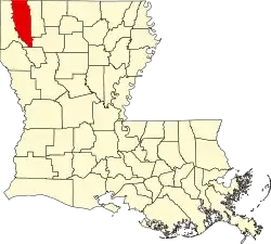 State map highlighting Bossier Parish