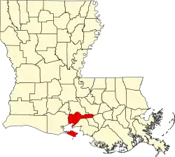State map highlighting Iberia Parish