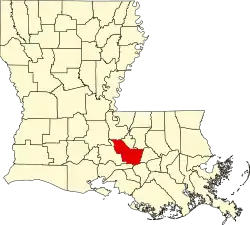 State map highlighting Iberville Parish
