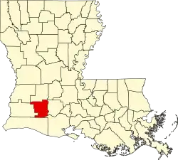 State map highlighting Jefferson Davis Parish