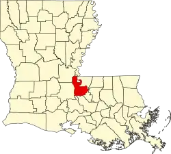 State map highlighting Pointe Coupee Parish