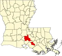State map highlighting St. Martin Parish