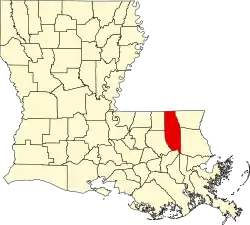 State map highlighting Tangipahoa Parish