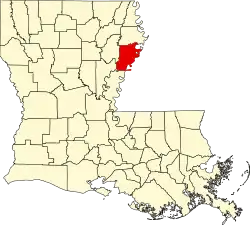 State map highlighting Tensas Parish