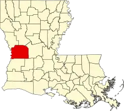 State map highlighting Vernon Parish