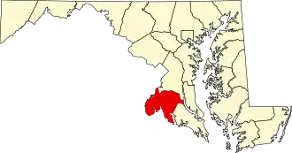 State map highlighting Charles County