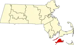 State map highlighting Dukes County